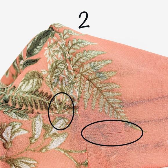 MISA Los Angeles Botanical Print Blouse Extra Small Pink Boho Romantic Summer - Picture 12 of 15